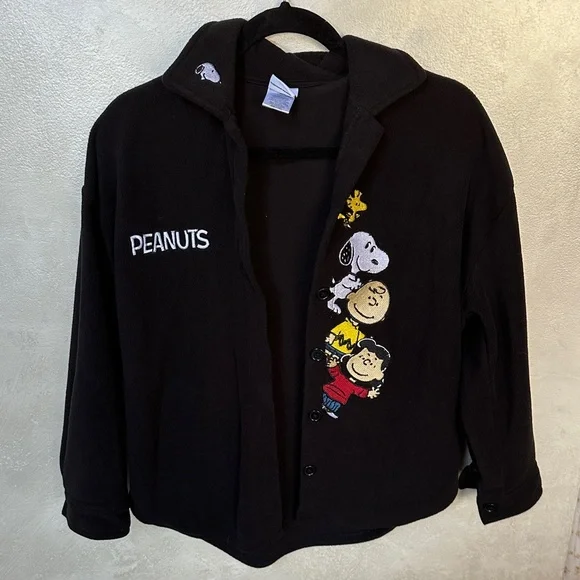 Peanuts Black Button Down Shirt sz small - Picture 1 of 6